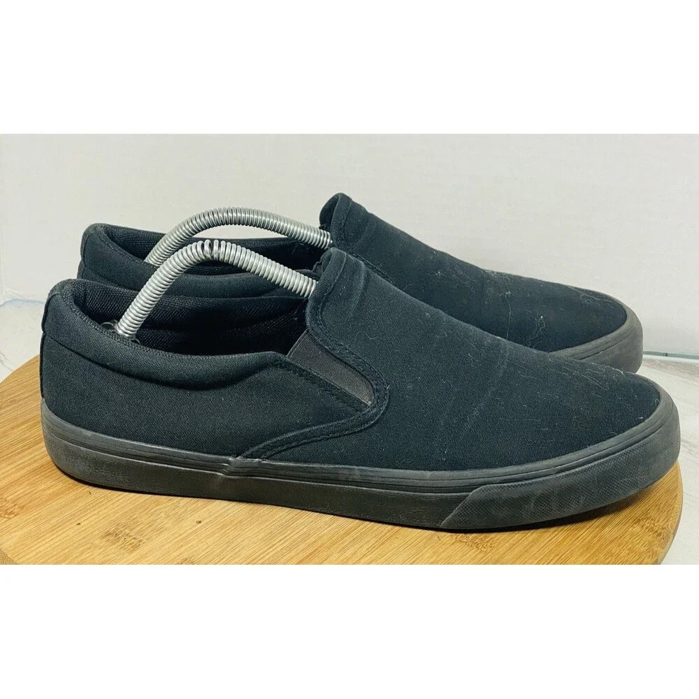 No Bounaries Unisex Black Slip On Canvas Casual Sneakers Shoes Size 10